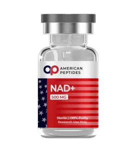 Search compound for American Peptides NAD+ advanced laboratory formulation online. American Peptides NAD+ active coenzyme vial for cellular energy and longevity analysis.