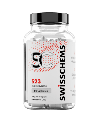 S-23 SARMs research capsule bottle using coupon unarchive for extra retail savings.
