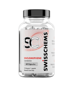 Enclomiphene capsule bottle featuring active unarchive voucher code drop for buyers.