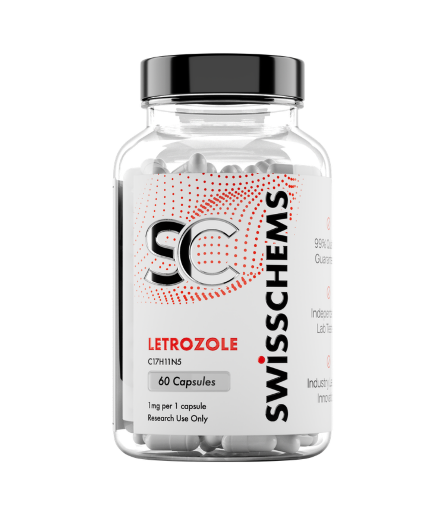 Letrozole compound research sample capsule bottle with active unarchive coupon code discount.